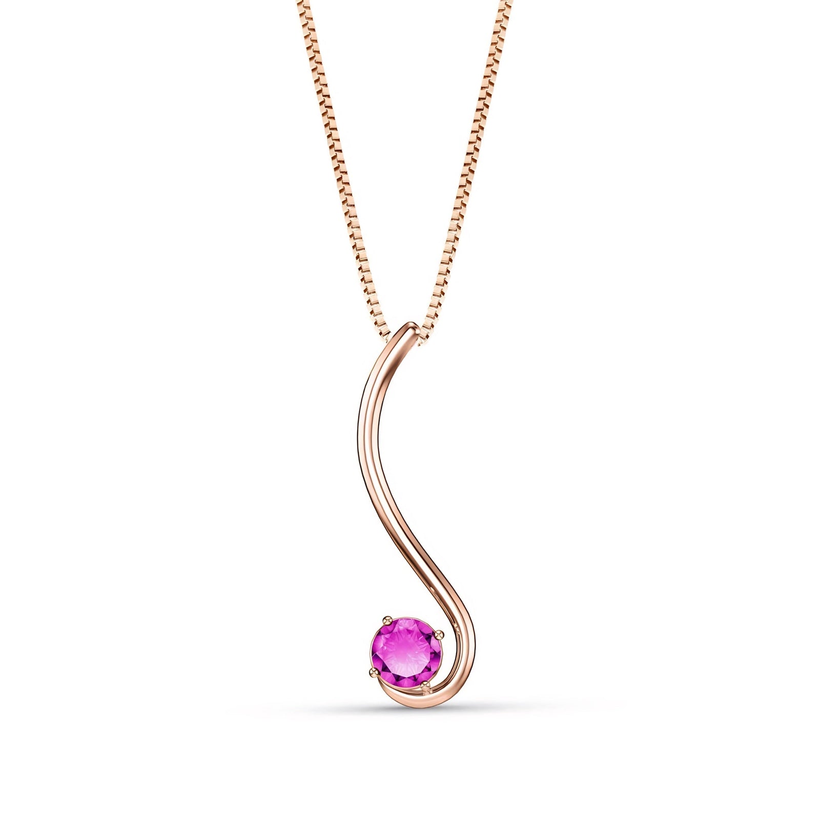 Rose Gold Aura Necklace Aquamarine 10K — Clementina