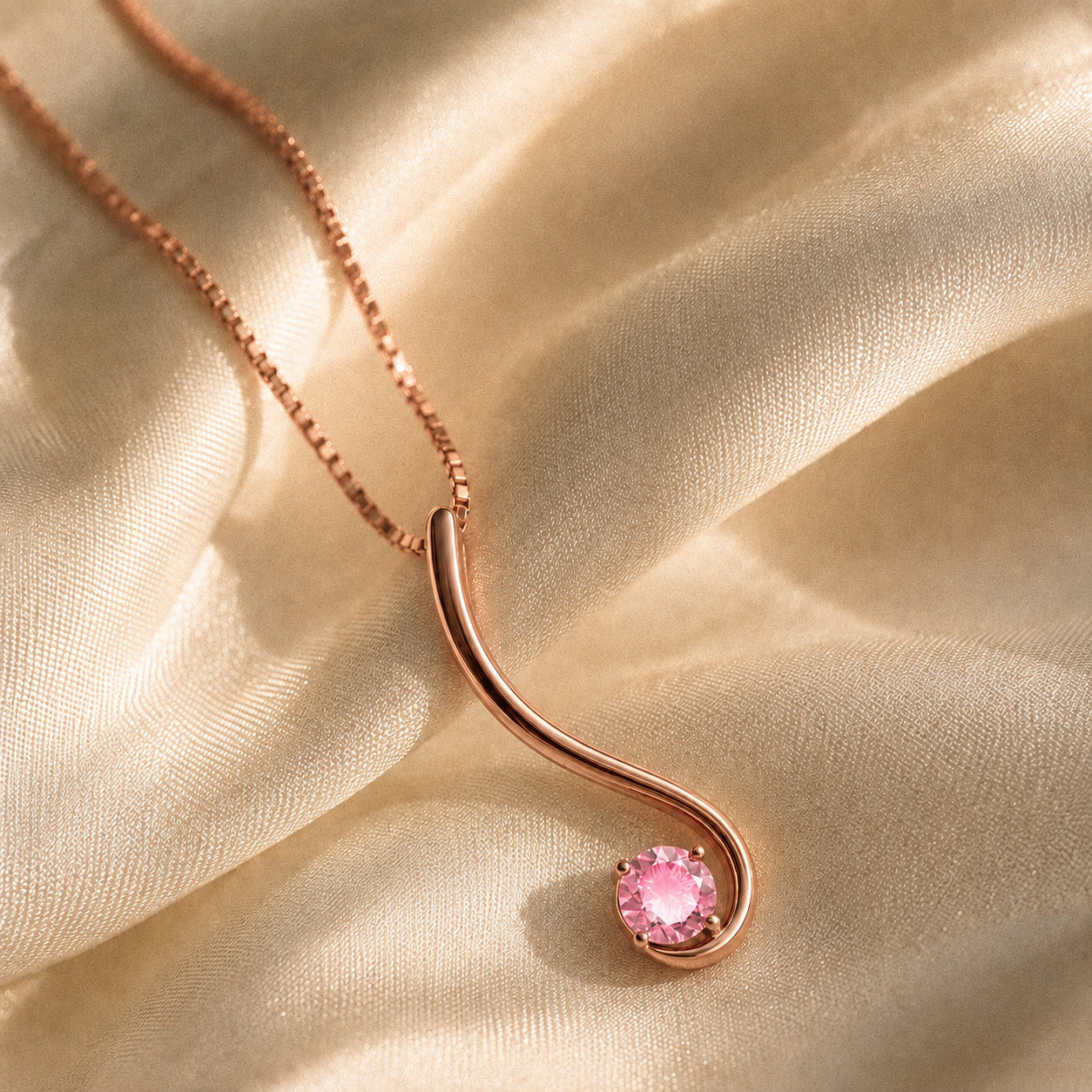 Rose Gold Aura Necklace Aquamarine 10K — Clementina