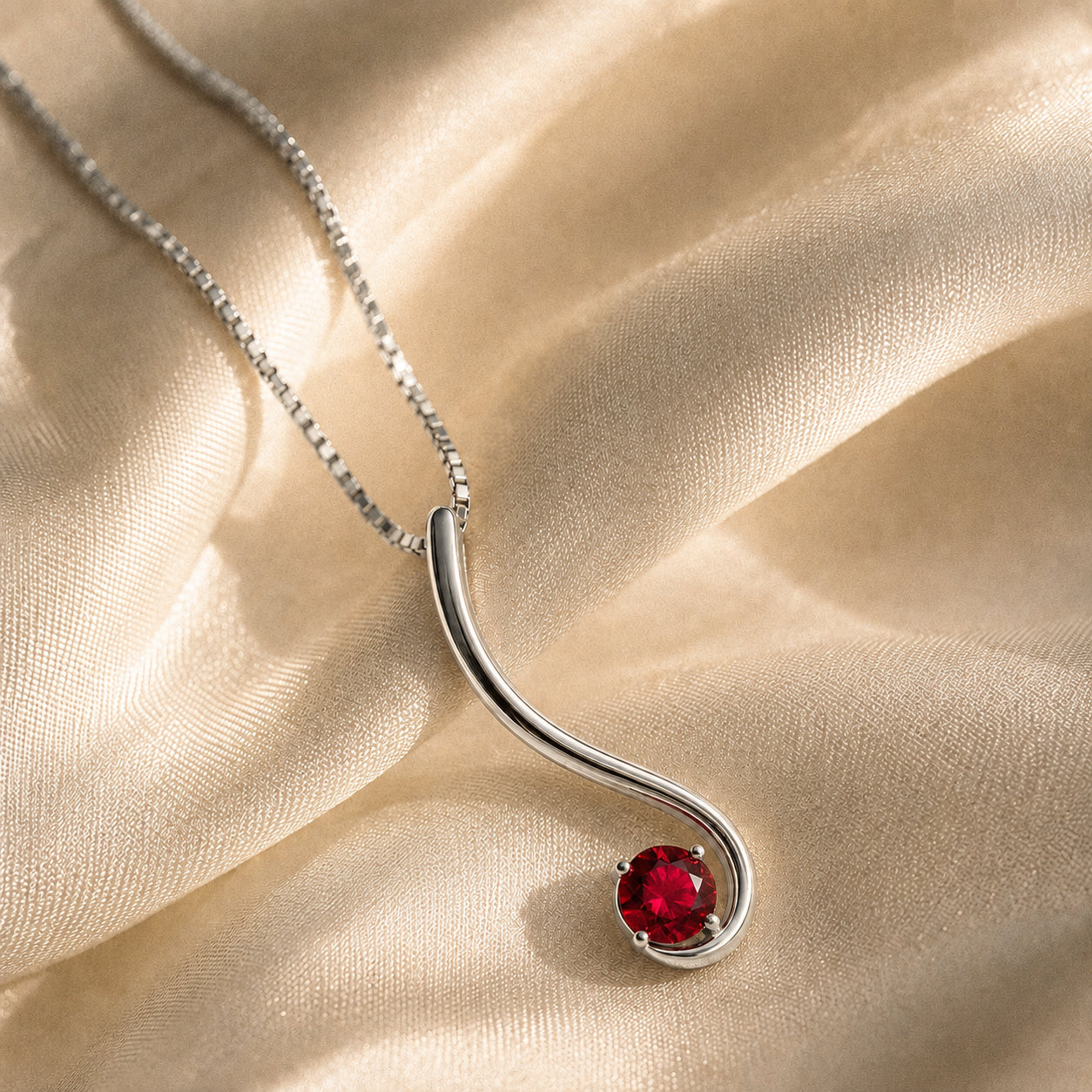 White Gold Aura Necklace Sapphire 10K — Clementina