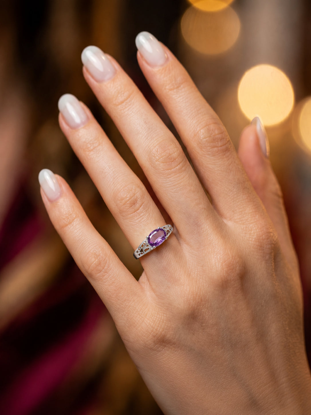 White Gold Grace Ring Ruby 10K — Nilde
