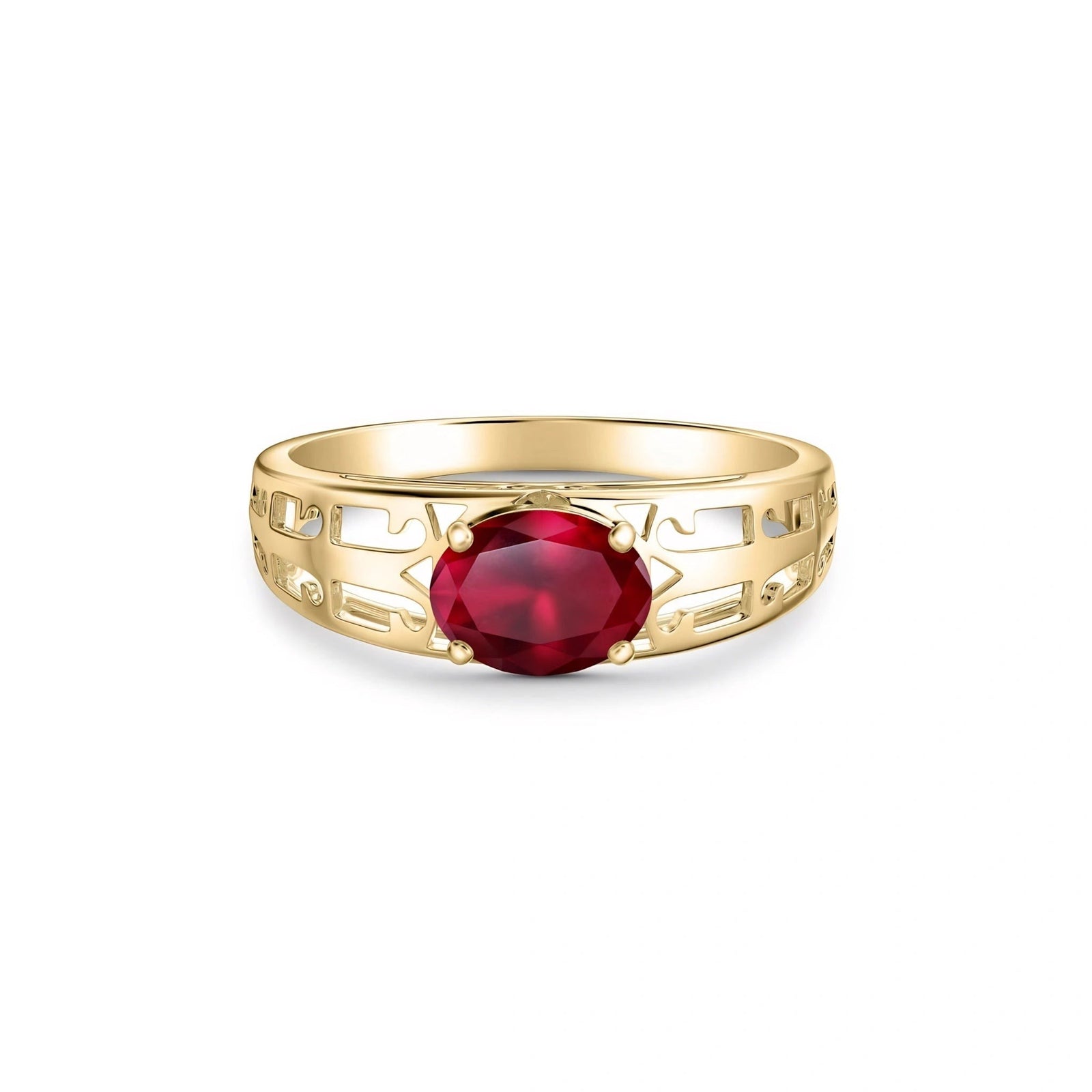 Yellow Gold Grace Ring Ruby 10K — Nilde