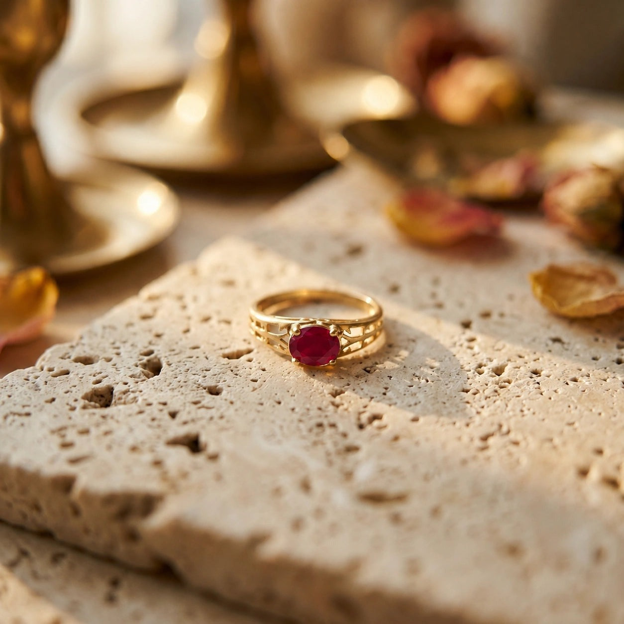 Yellow Gold Grace Ring Ruby 10K — Nilde