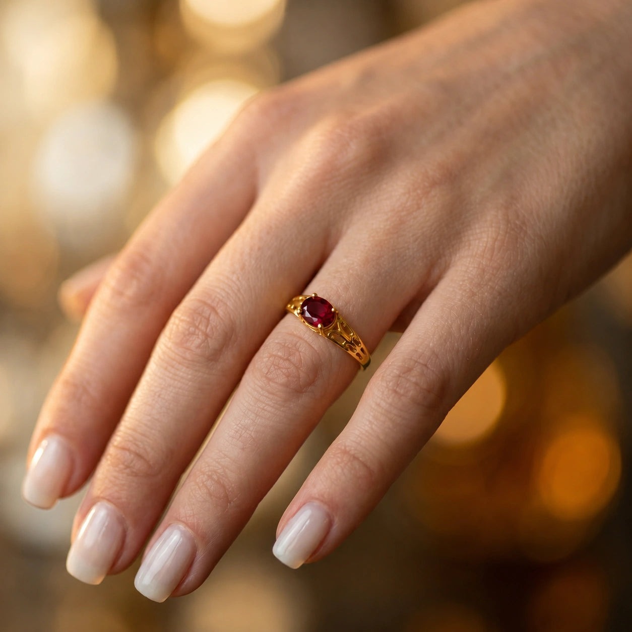Yellow Gold Grace Ring Ruby 10K — Nilde