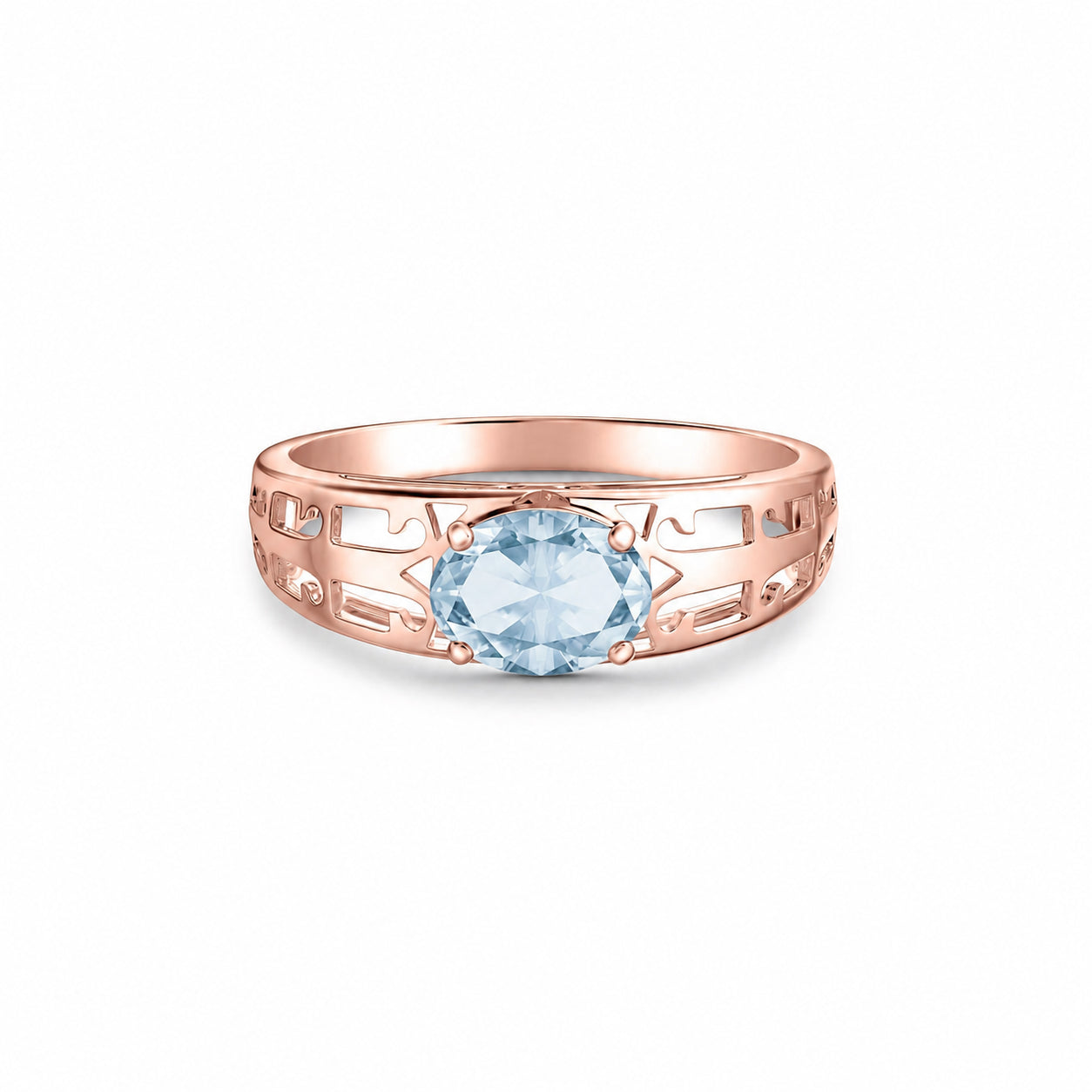Rose Gold Grace Ring Blue Topaz 10K — Nilde