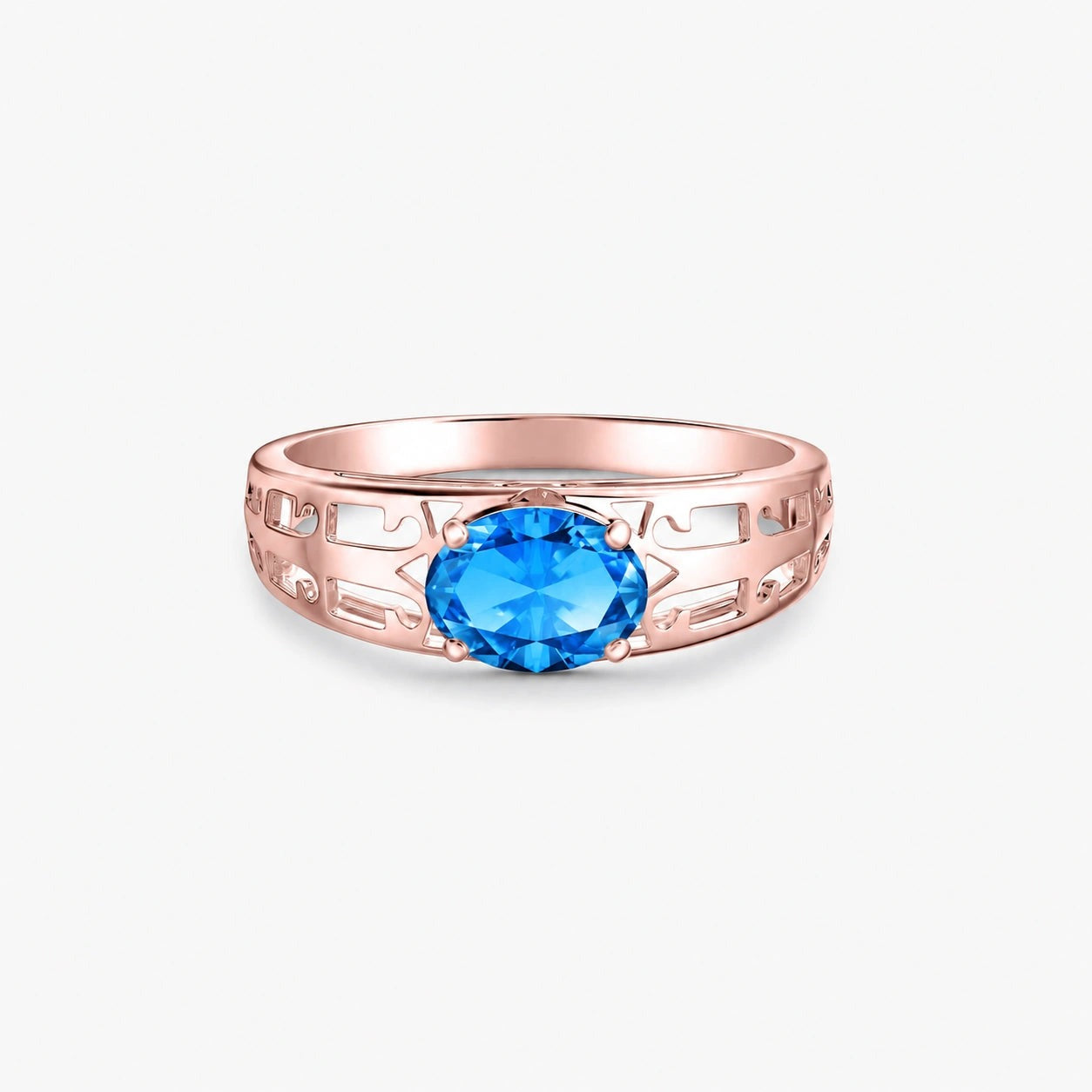 Rose Gold Grace Ring Blue Topaz 10K — Nilde