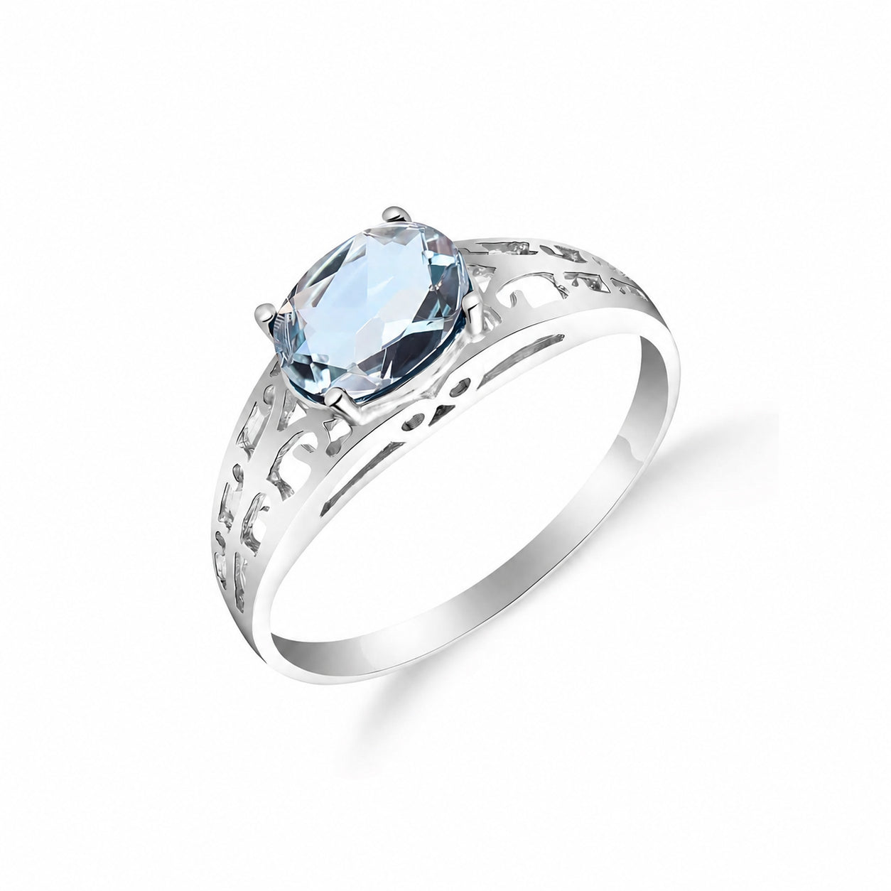 White Gold Grace Ring Blue Topaz 10K — Nilde