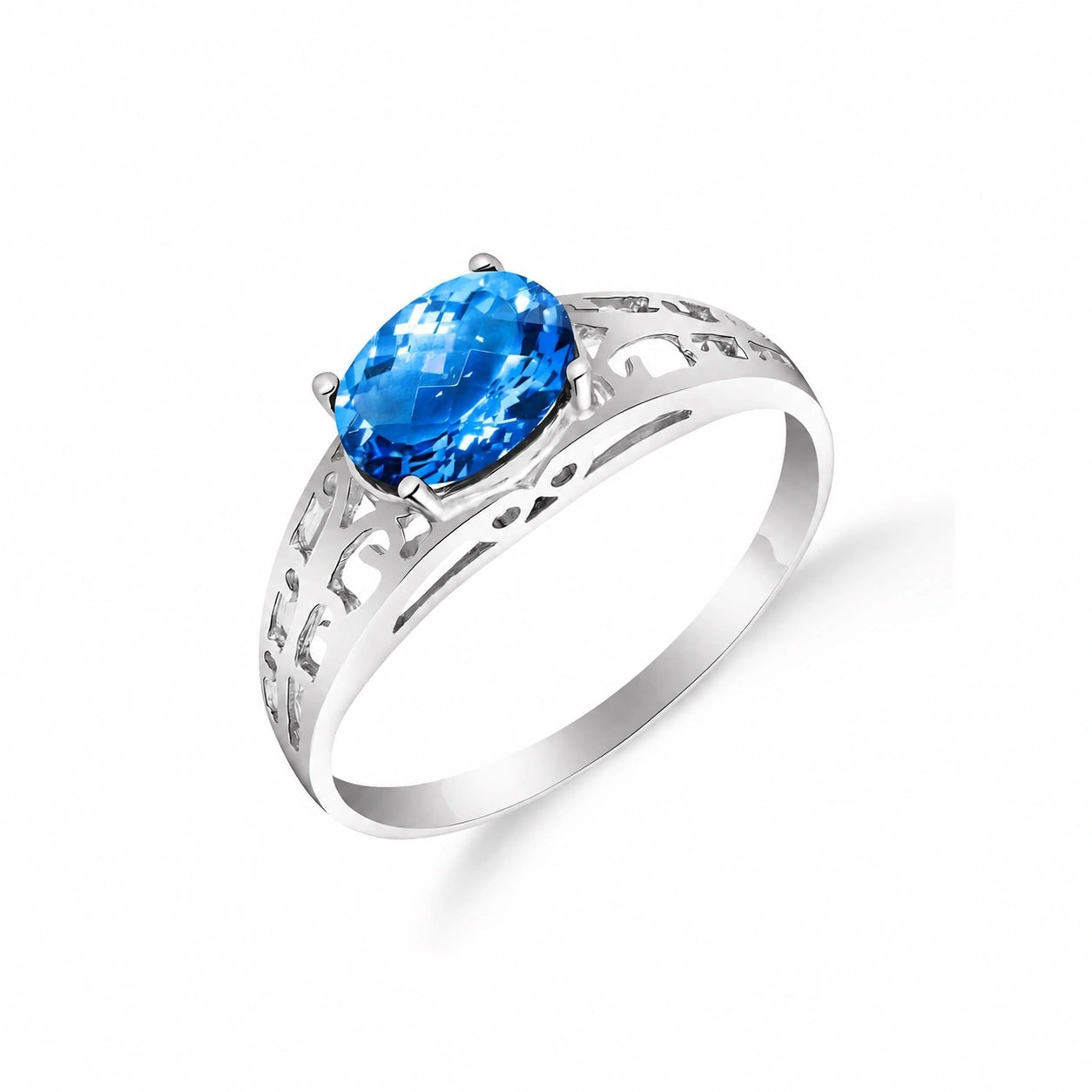 White Gold Grace Ring Blue Topaz 10K — Nilde