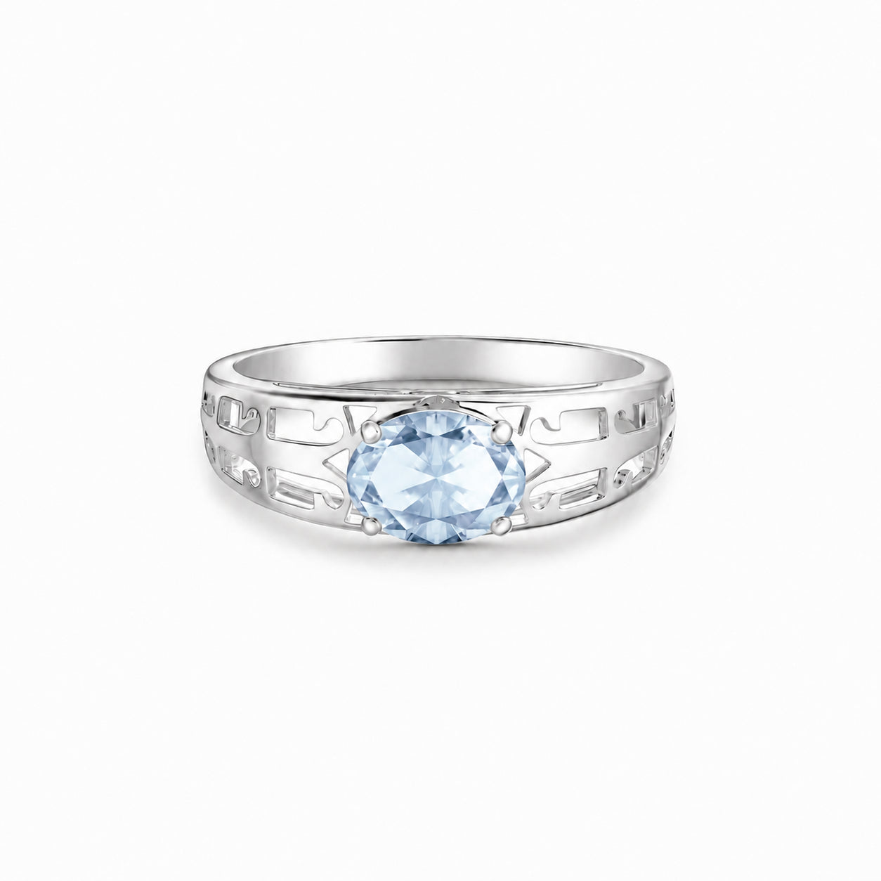 White Gold Grace Ring Blue Topaz 10K — Nilde