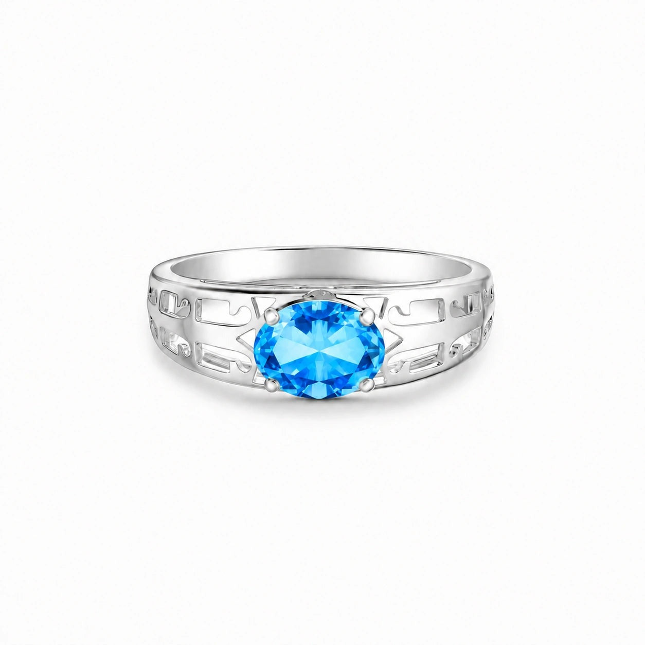 White Gold Grace Ring Blue Topaz 10K — Nilde