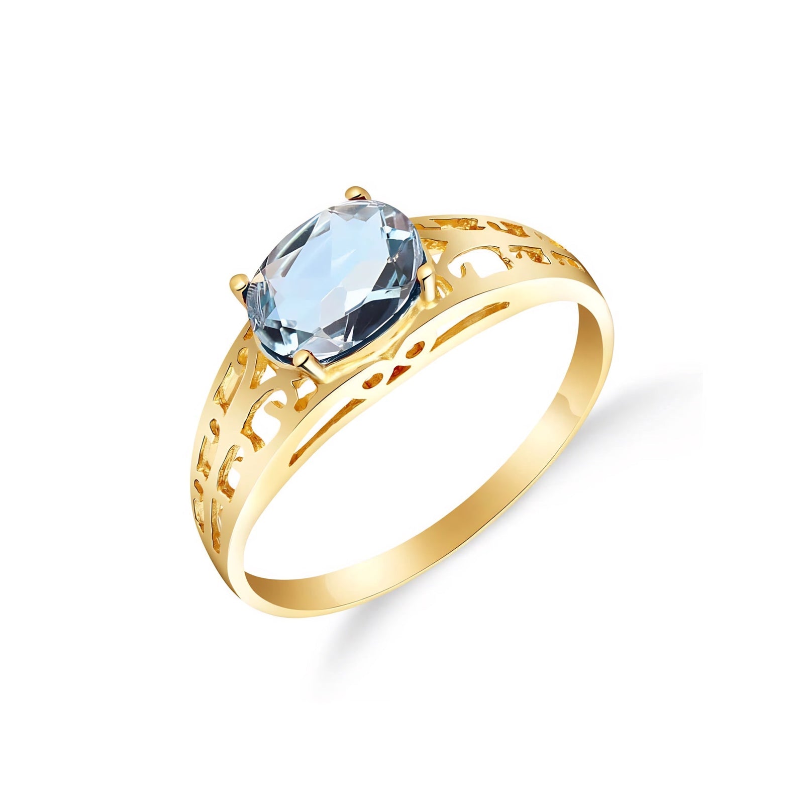 Yellow Gold Grace Ring Blue Topaz 10K — Nilde