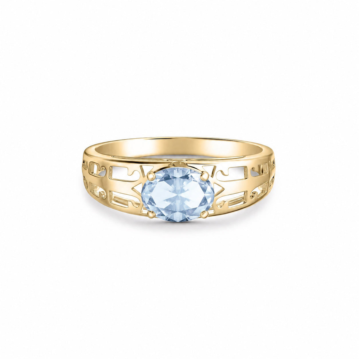 Yellow Gold Grace Ring Blue Topaz 10K — Nilde