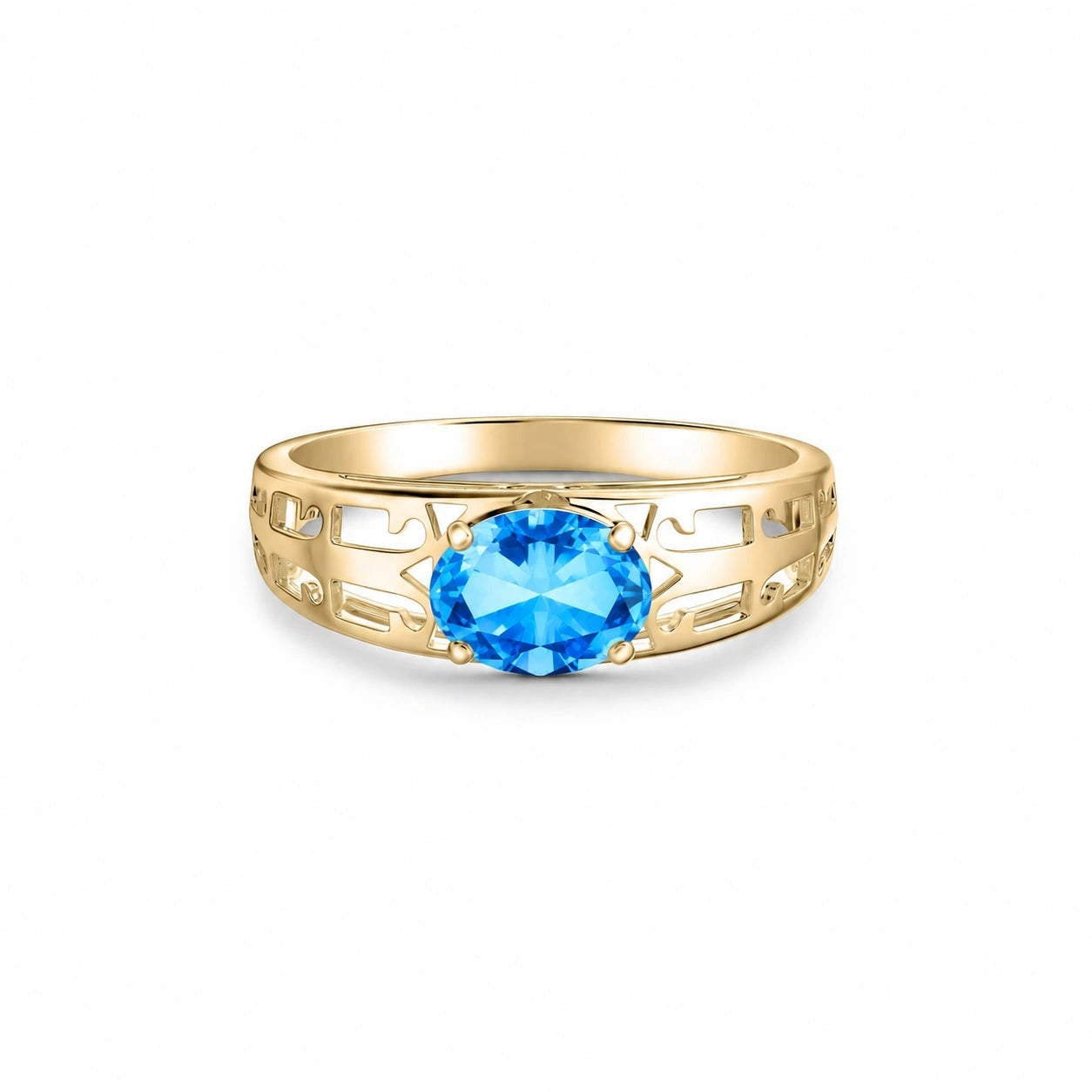 Yellow Gold Grace Ring Blue Topaz 10K — Nilde