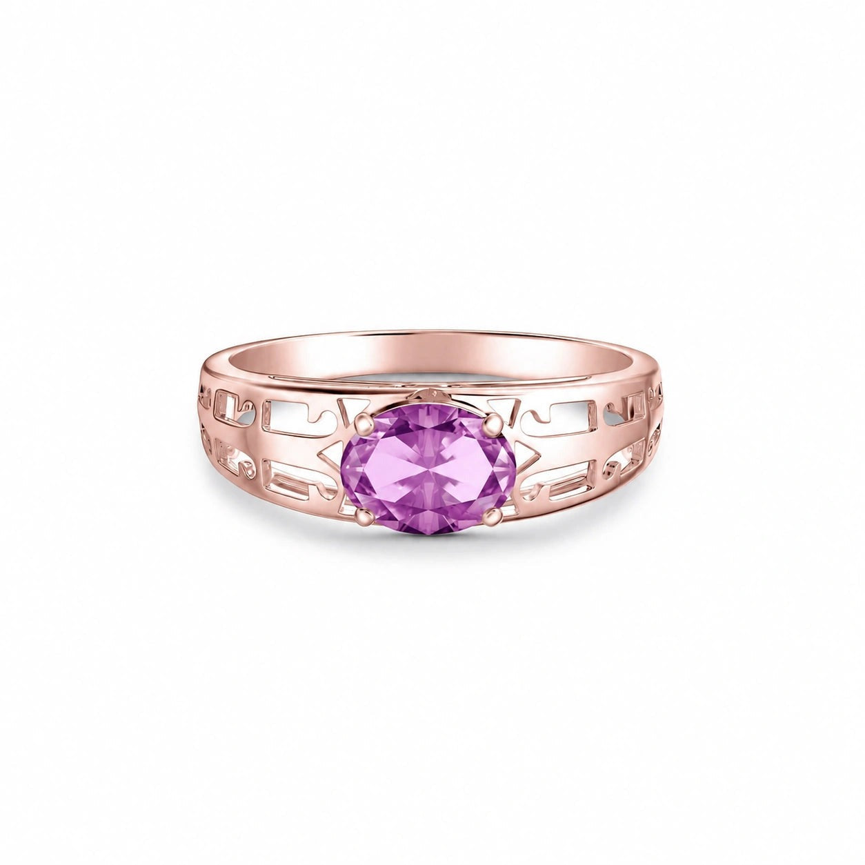 Rose Gold Grace Ring Amethyst 10K — Nilde