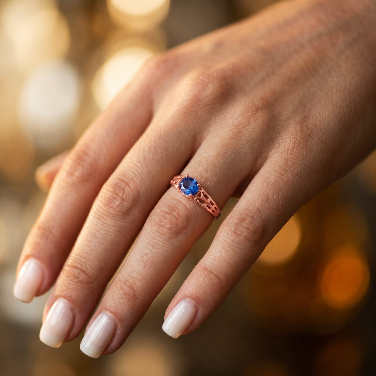 Rose Gold Grace Ring Amethyst 10K — Nilde