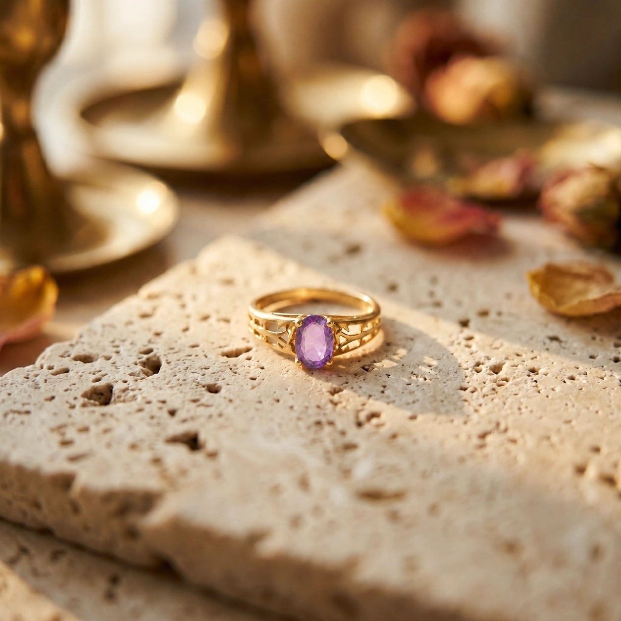 Yellow Gold Grace Ring Amethyst 10K — Nilde