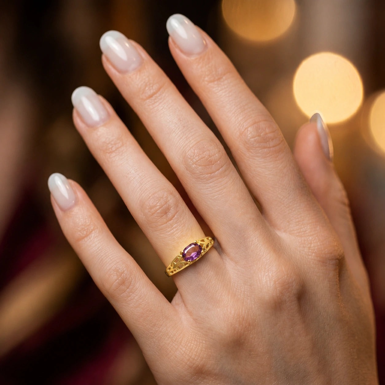 Yellow Gold Grace Ring Amethyst 10K — Nilde