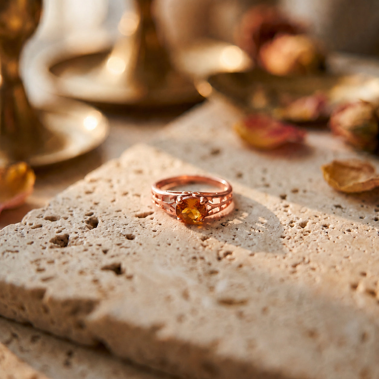 Rose Gold Grace Ring Citrine 10K — Nilde