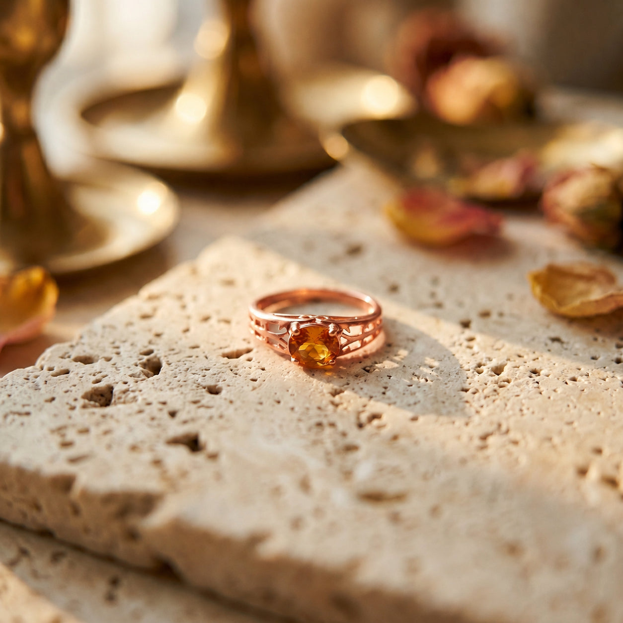 Rose Gold Grace Ring Citrine 10K — Nilde