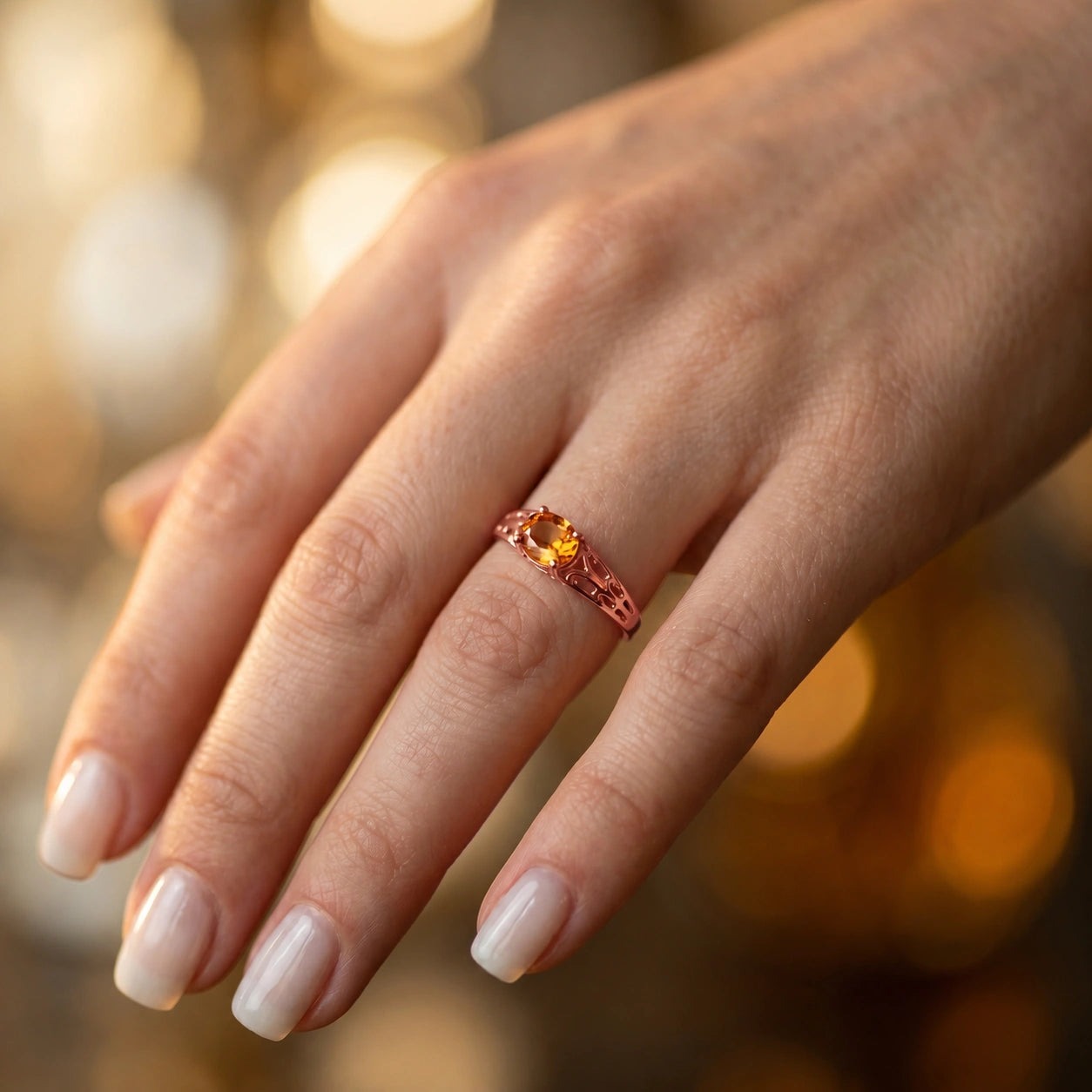 Rose Gold Grace Ring Citrine 10K — Nilde