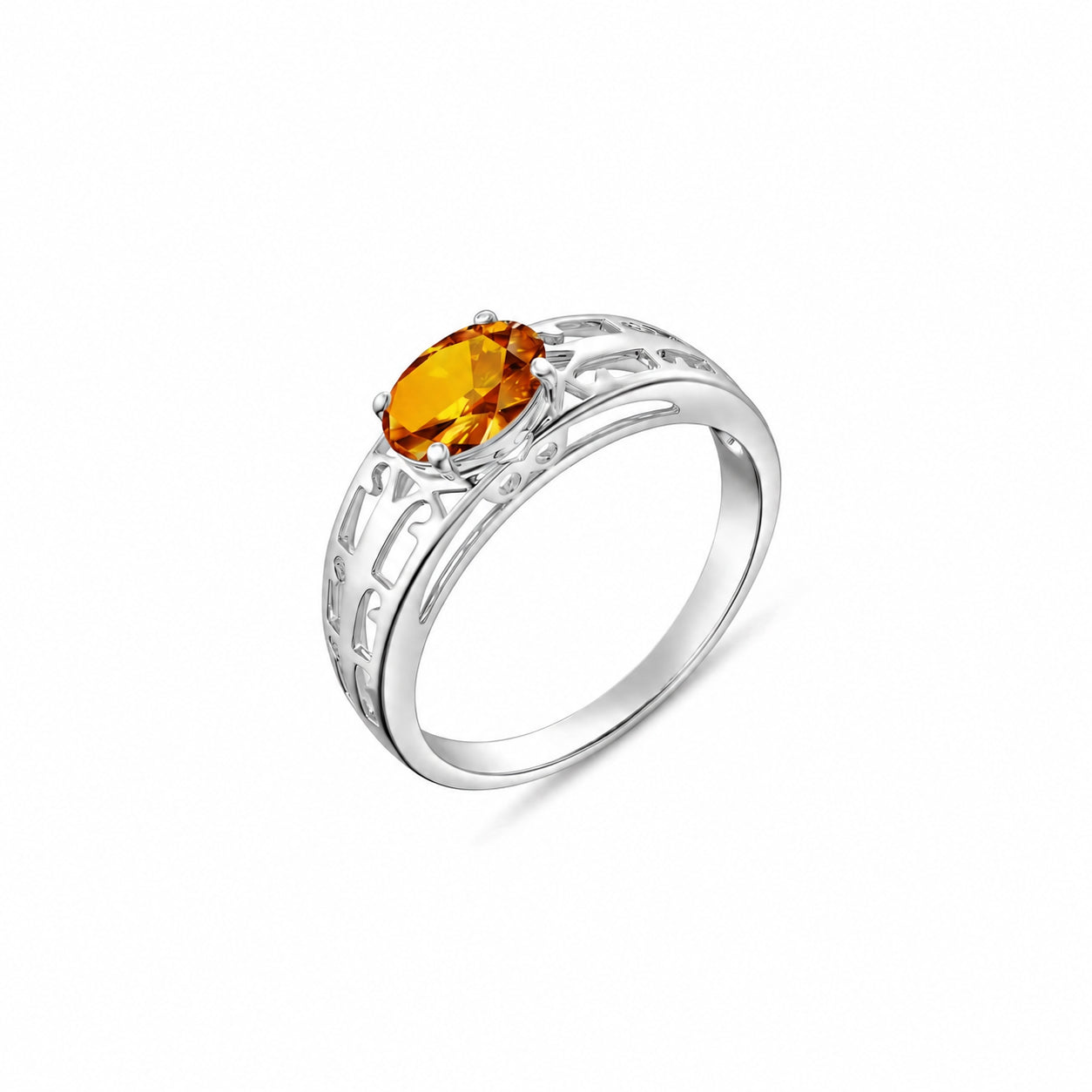 White Gold Grace Ring Citrine 10K — Nilde