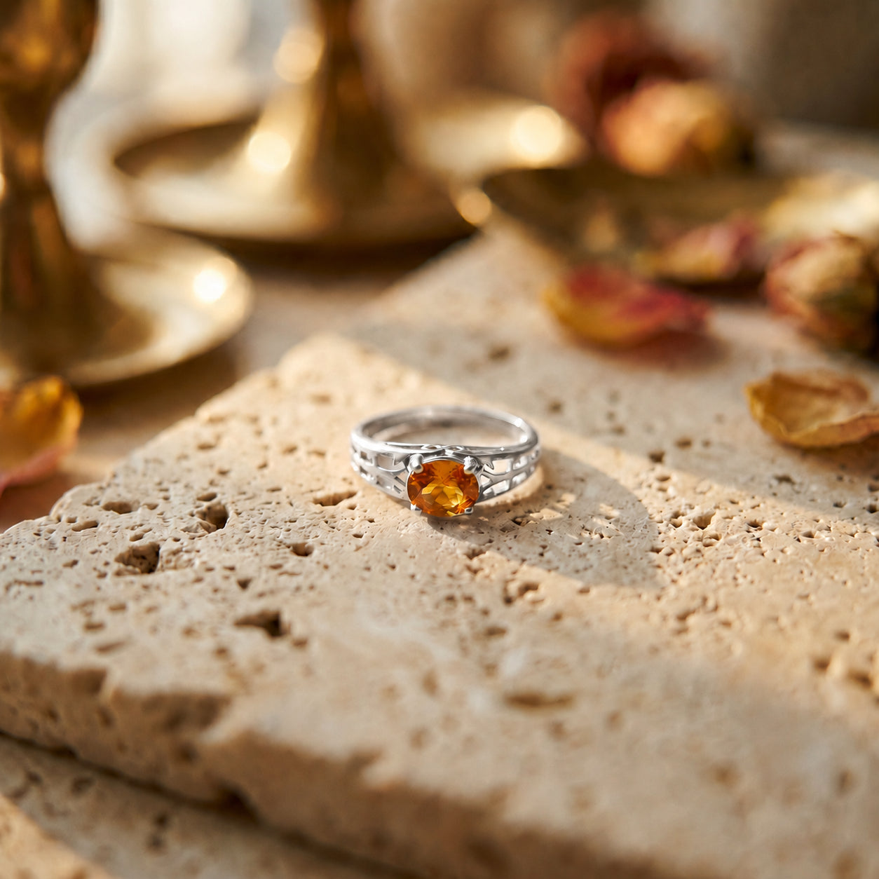 White Gold Grace Ring Citrine 10K — Nilde