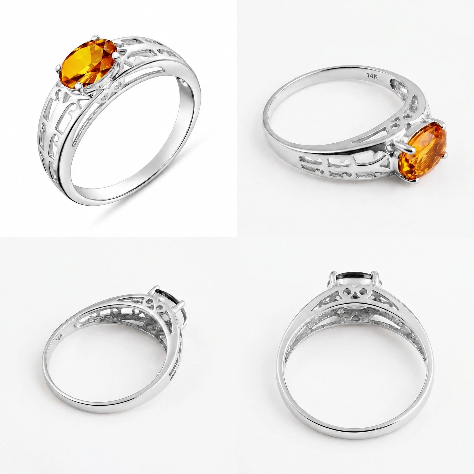 White Gold Grace Ring Citrine 10K — Nilde