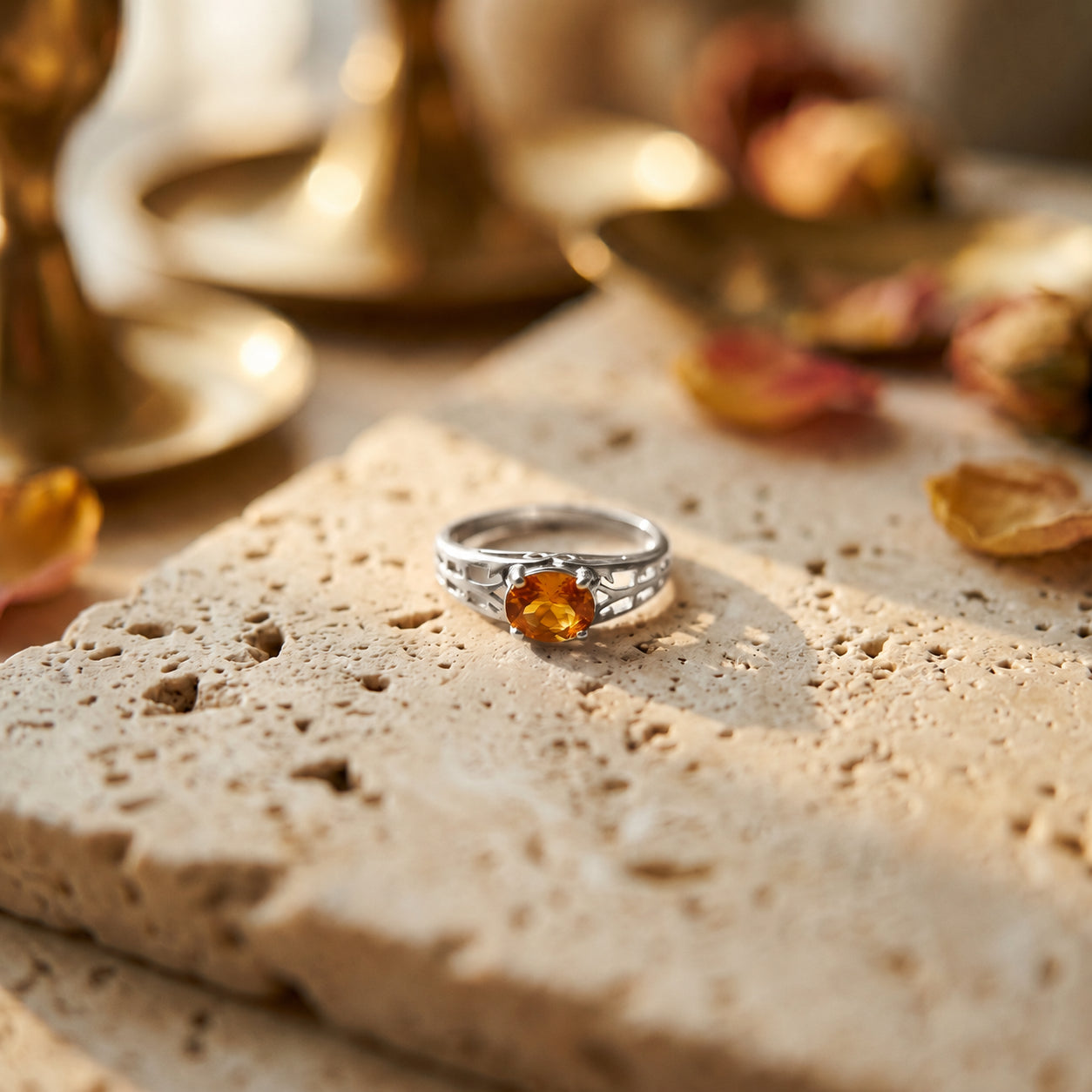 White Gold Grace Ring Citrine 10K — Nilde