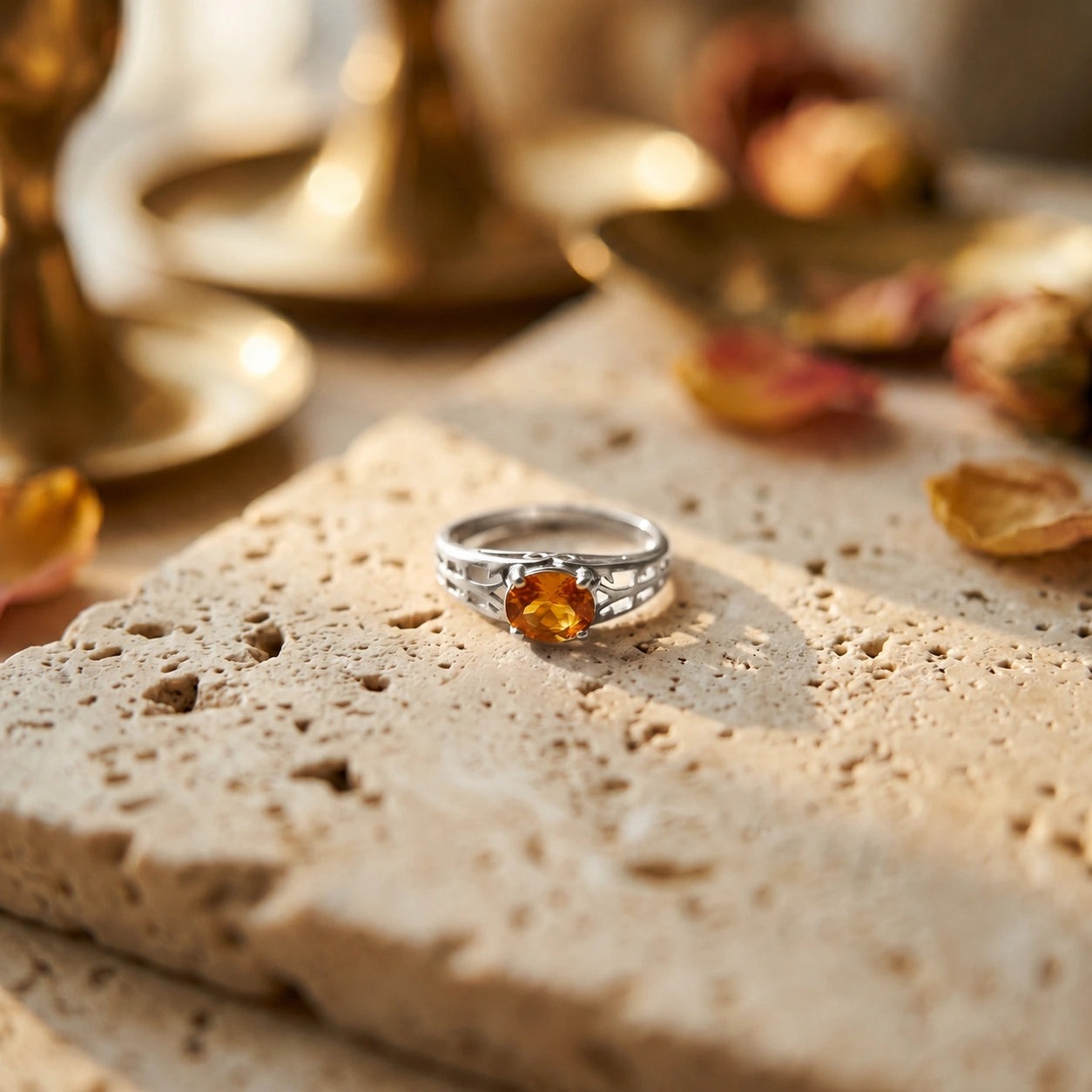 White Gold Grace Ring Citrine 10K — Nilde