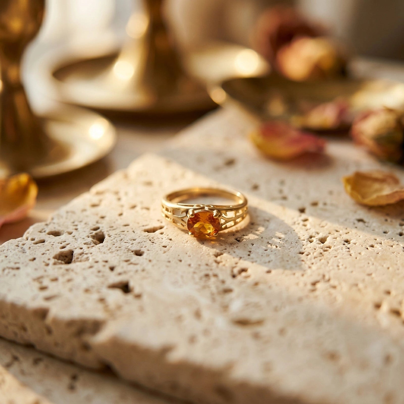 Yellow Gold Grace Ring Citrine 10K — Nilde