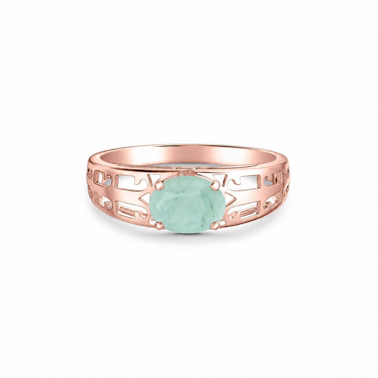 Rose Gold Grace Ring Aquamarine 10K — Nilde
