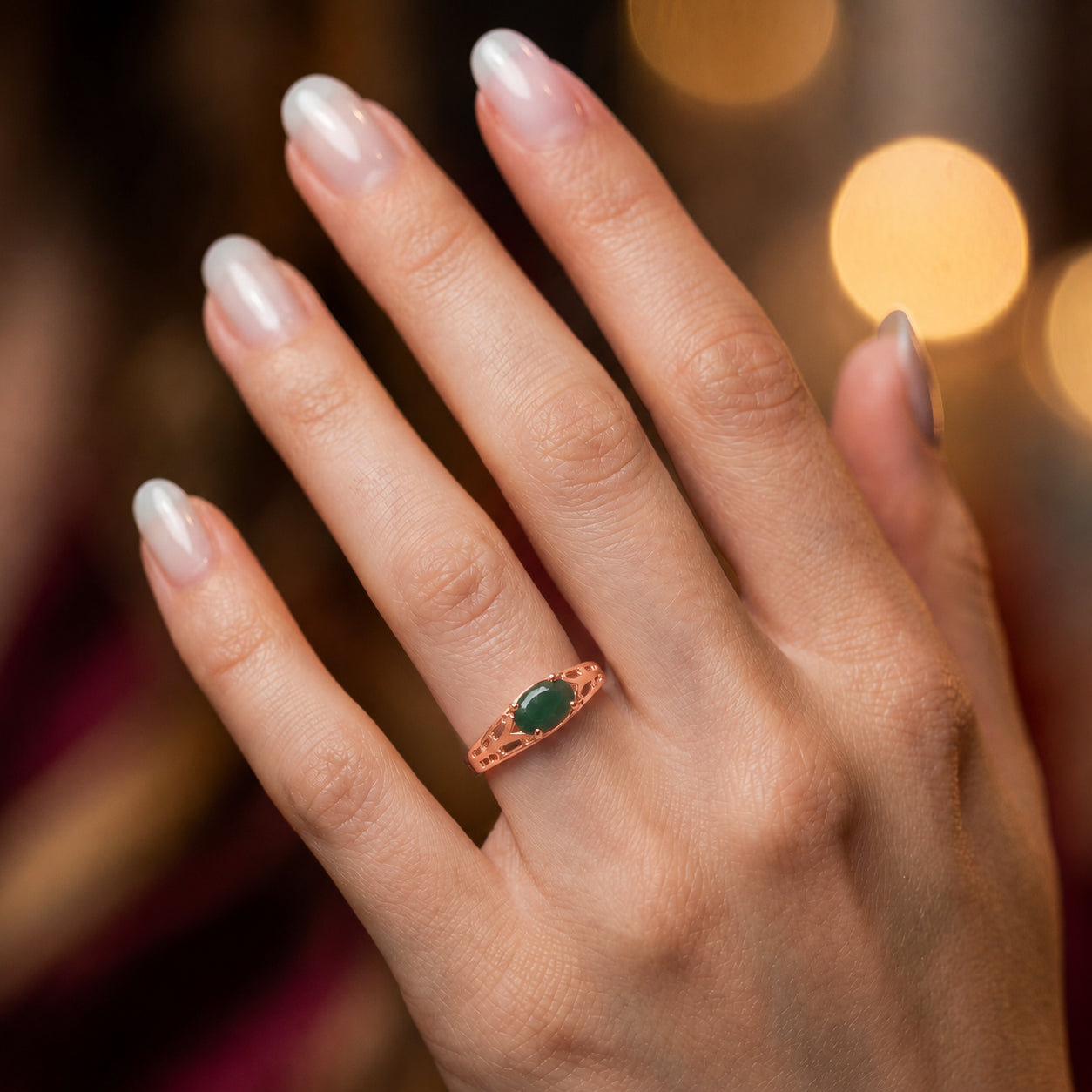 Rose Gold Grace Ring Aquamarine 10K — Nilde