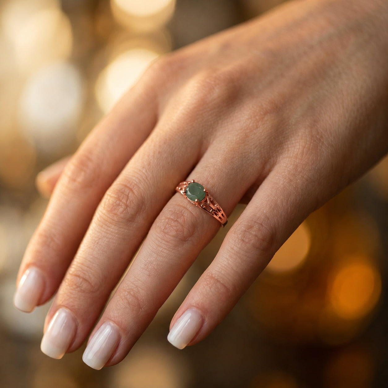 Rose Gold Grace Ring Aquamarine 10K — Nilde