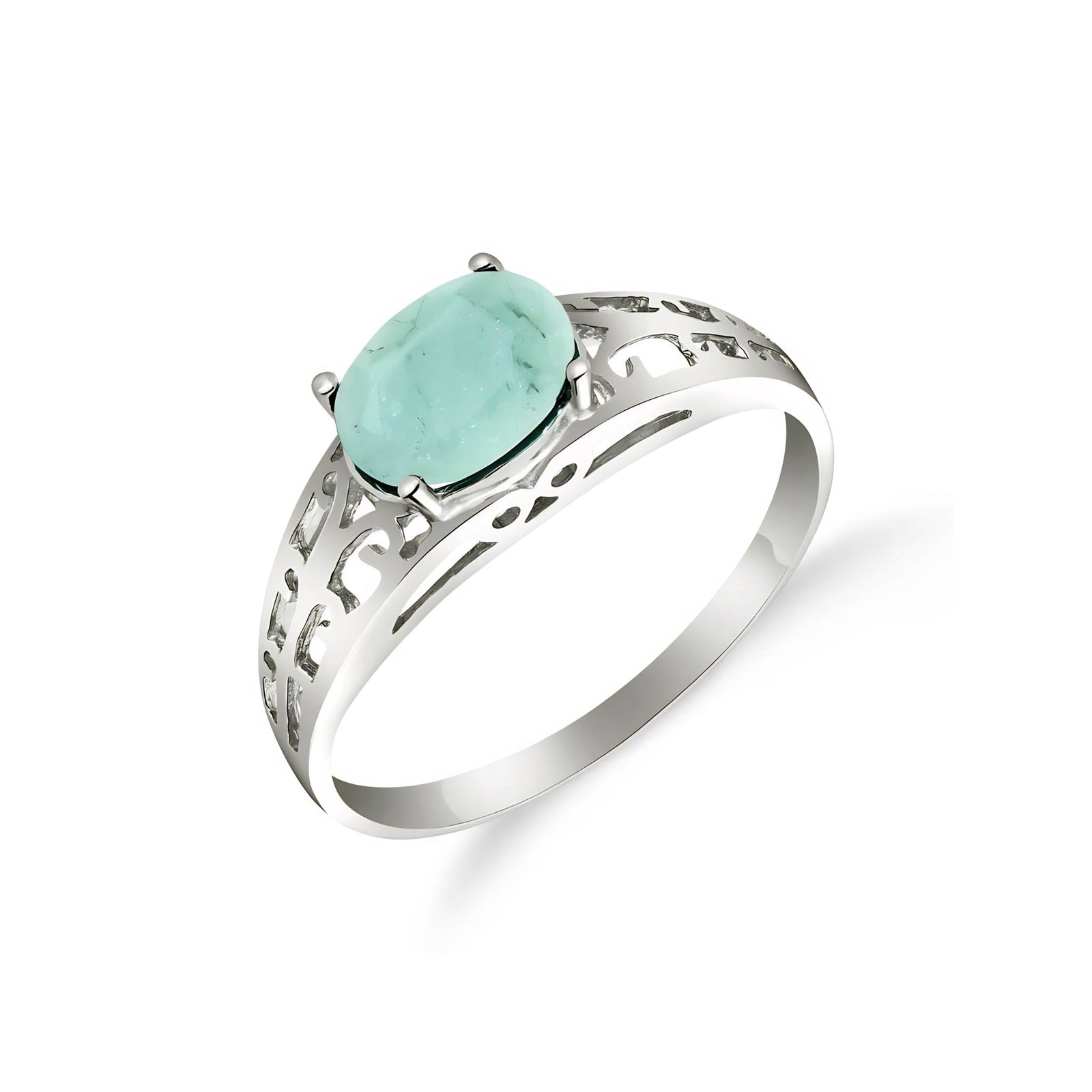 White Gold Grace Ring Aquamarine 10K — Nilde