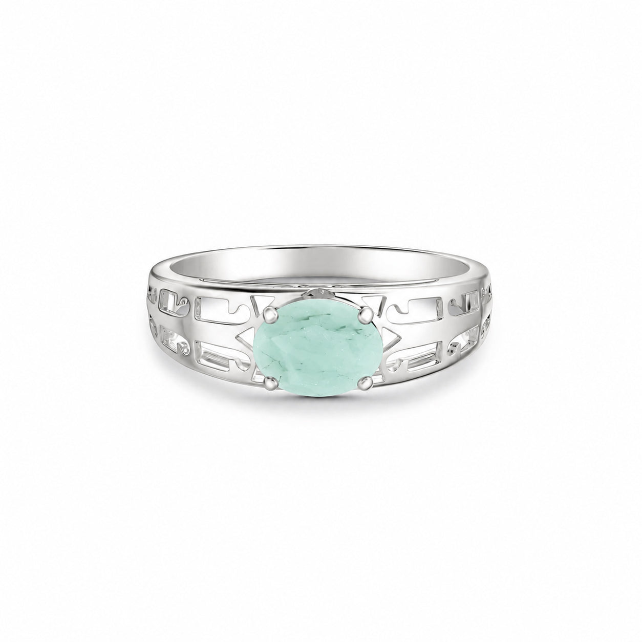 White Gold Grace Ring Aquamarine 10K — Nilde