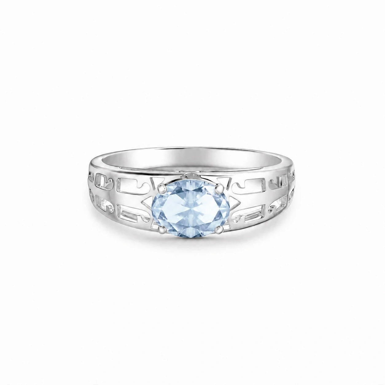White Gold Grace Ring Aquamarine 10K — Nilde