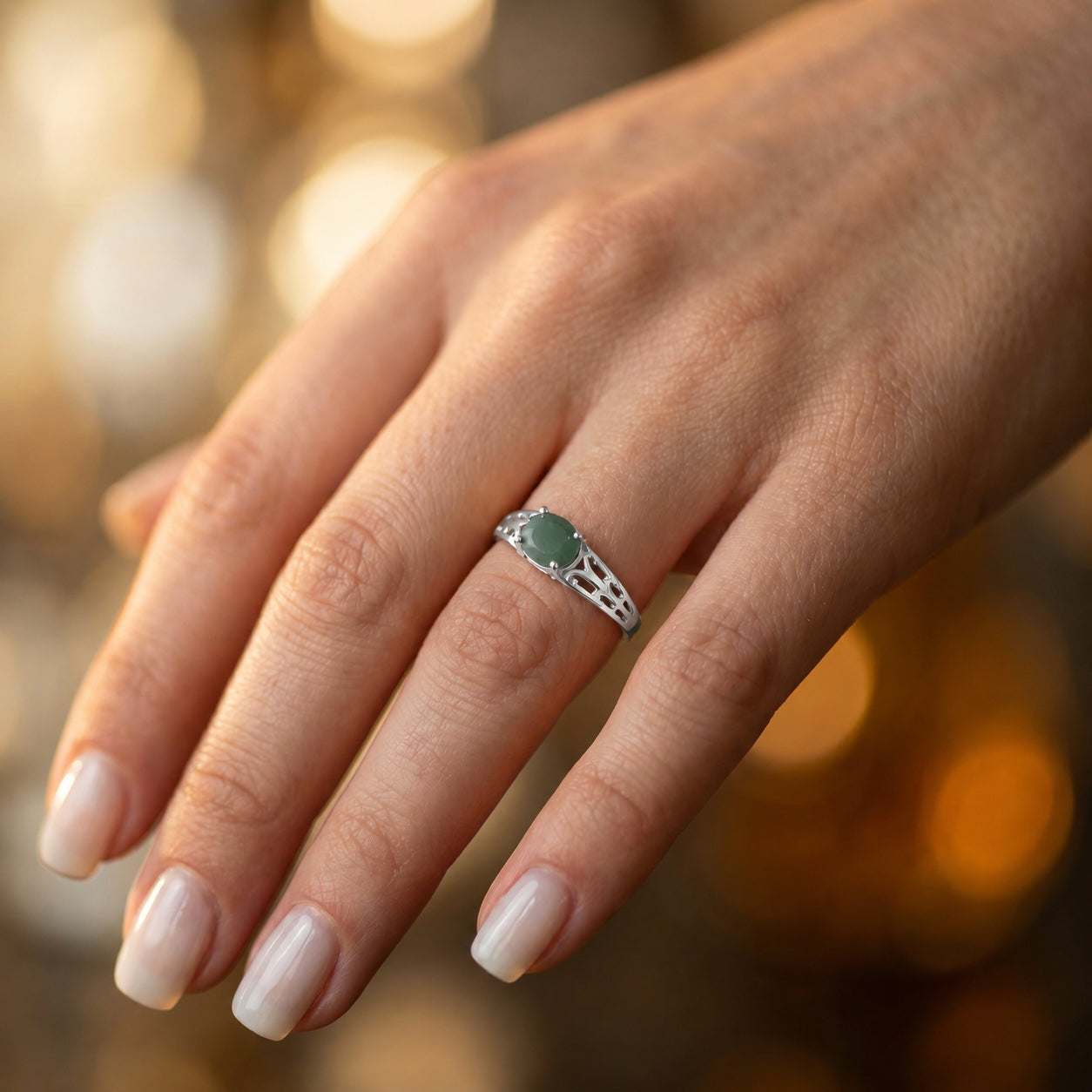 White Gold Grace Ring Aquamarine 10K — Nilde