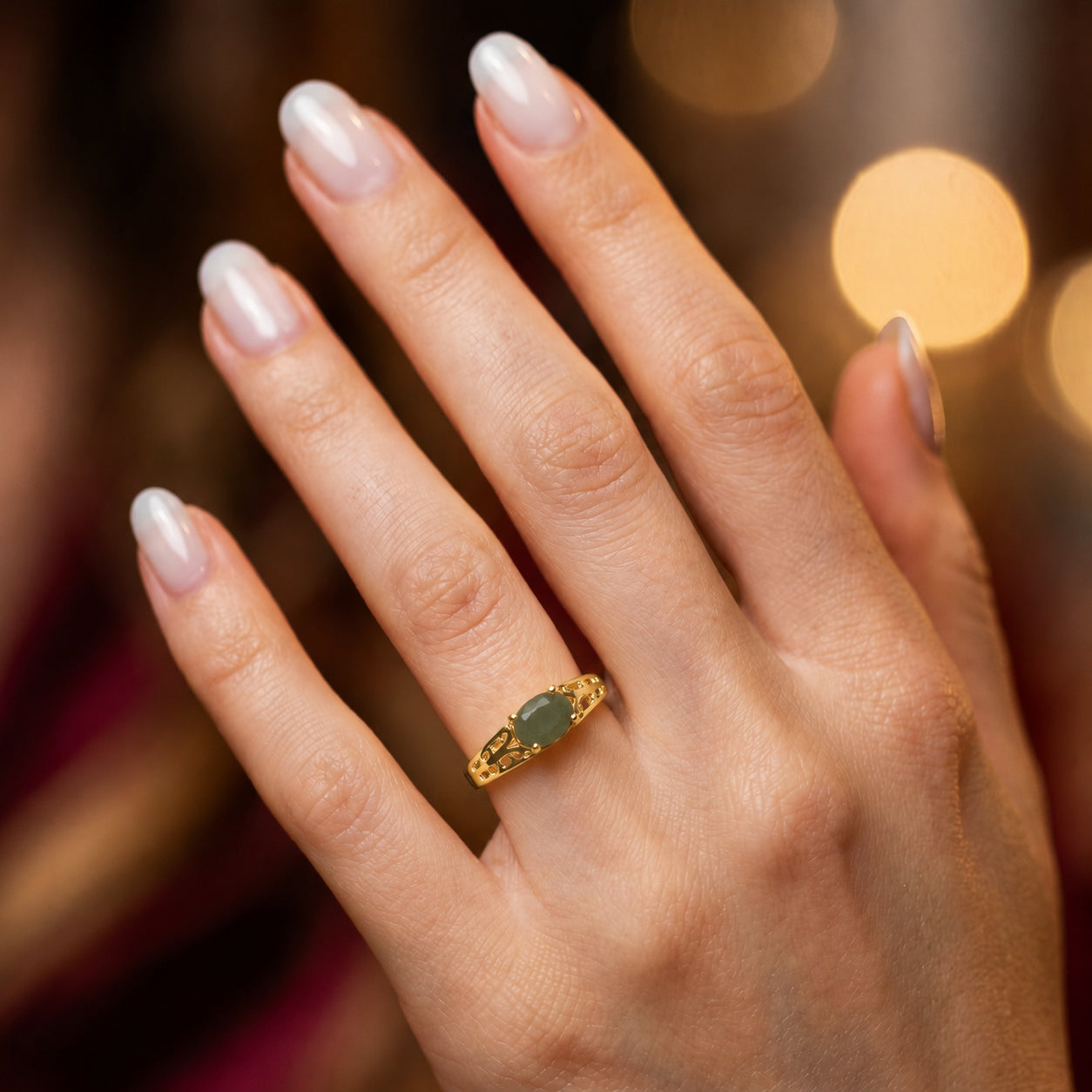 Yellow Gold Grace Ring Aquamarine 10K — Nilde