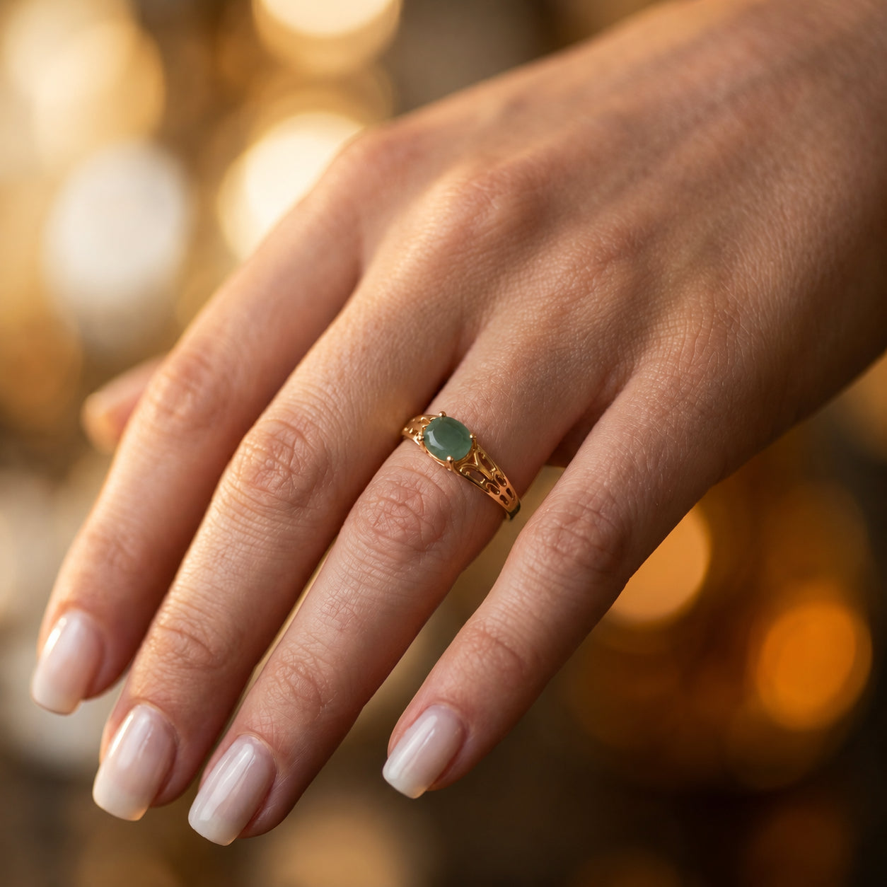 Yellow Gold Grace Ring Aquamarine 10K — Nilde