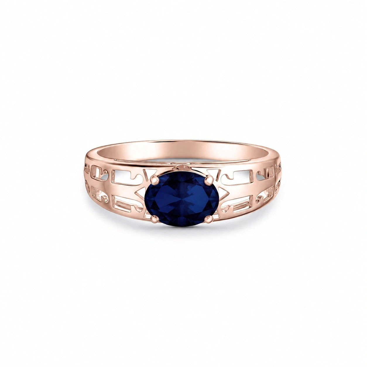 Rose Gold Grace Ring Sapphire 10K — Nilde