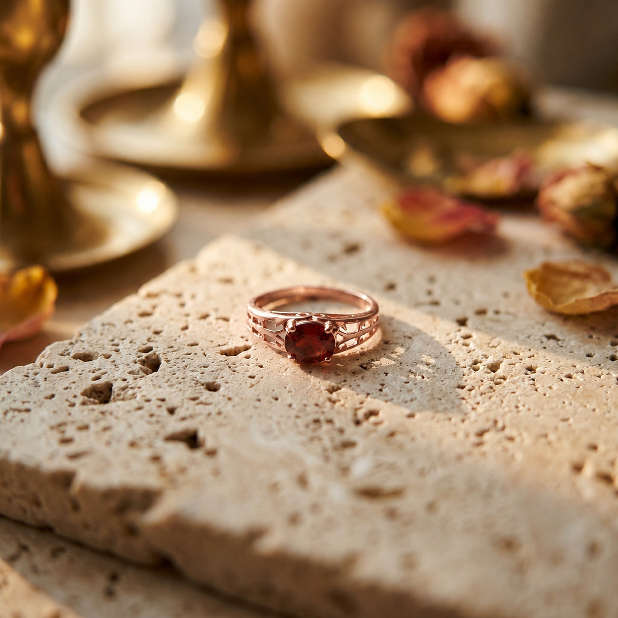 Rose Gold Grace Ring Sapphire 10K — Nilde