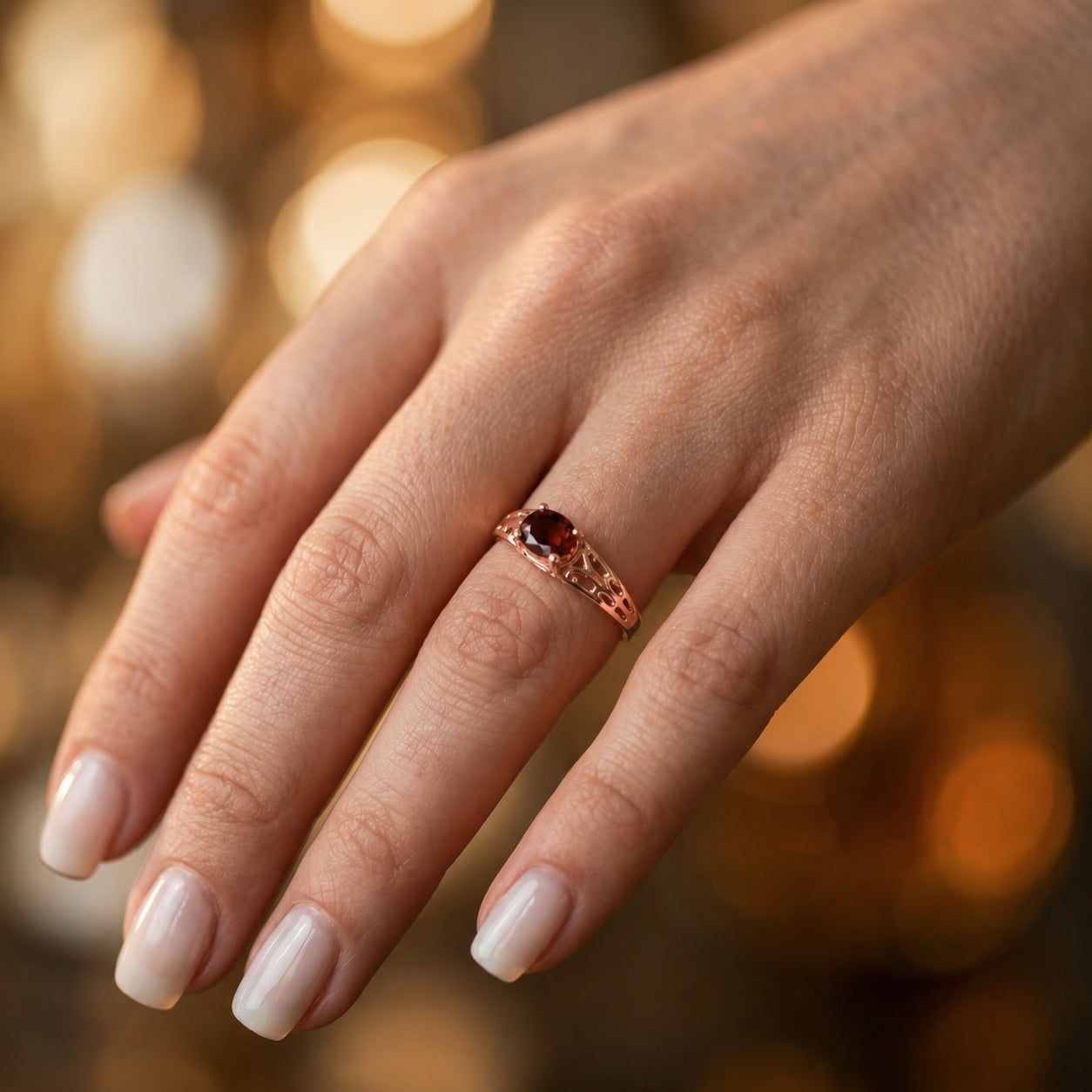 Rose Gold Grace Ring Sapphire 10K — Nilde