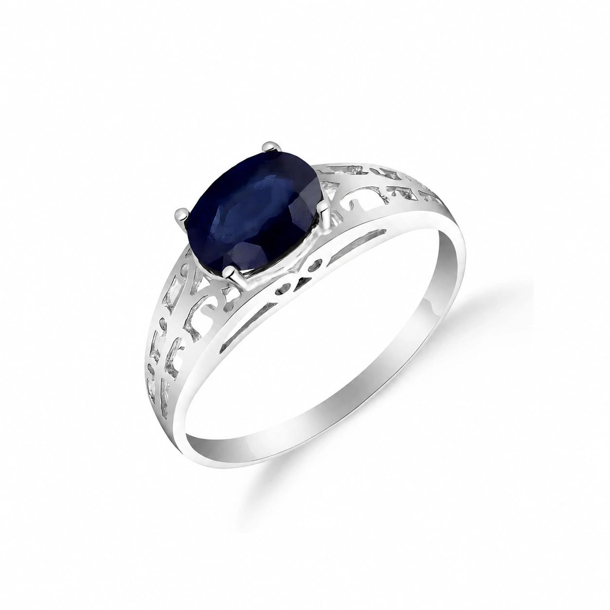 White Gold Grace Ring Sapphire 10K — Nilde