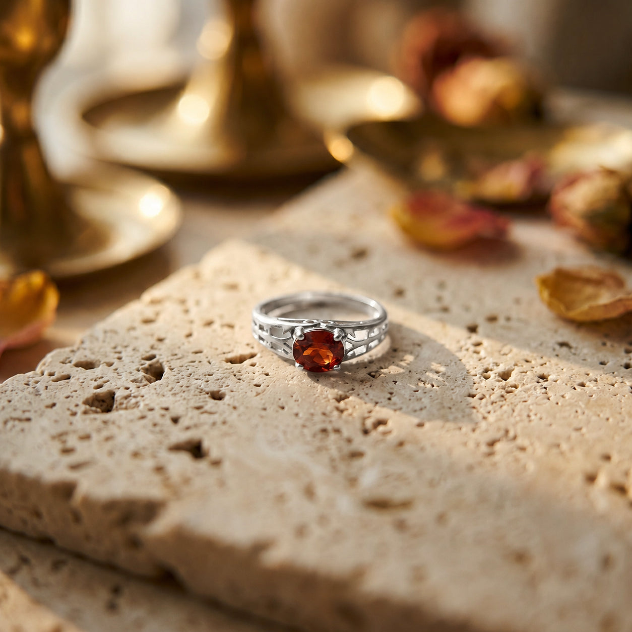 White Gold Grace Ring Sapphire 10K — Nilde