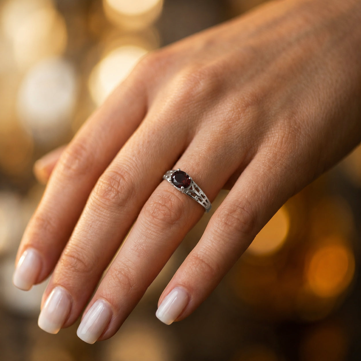 White Gold Grace Ring Sapphire 10K — Nilde