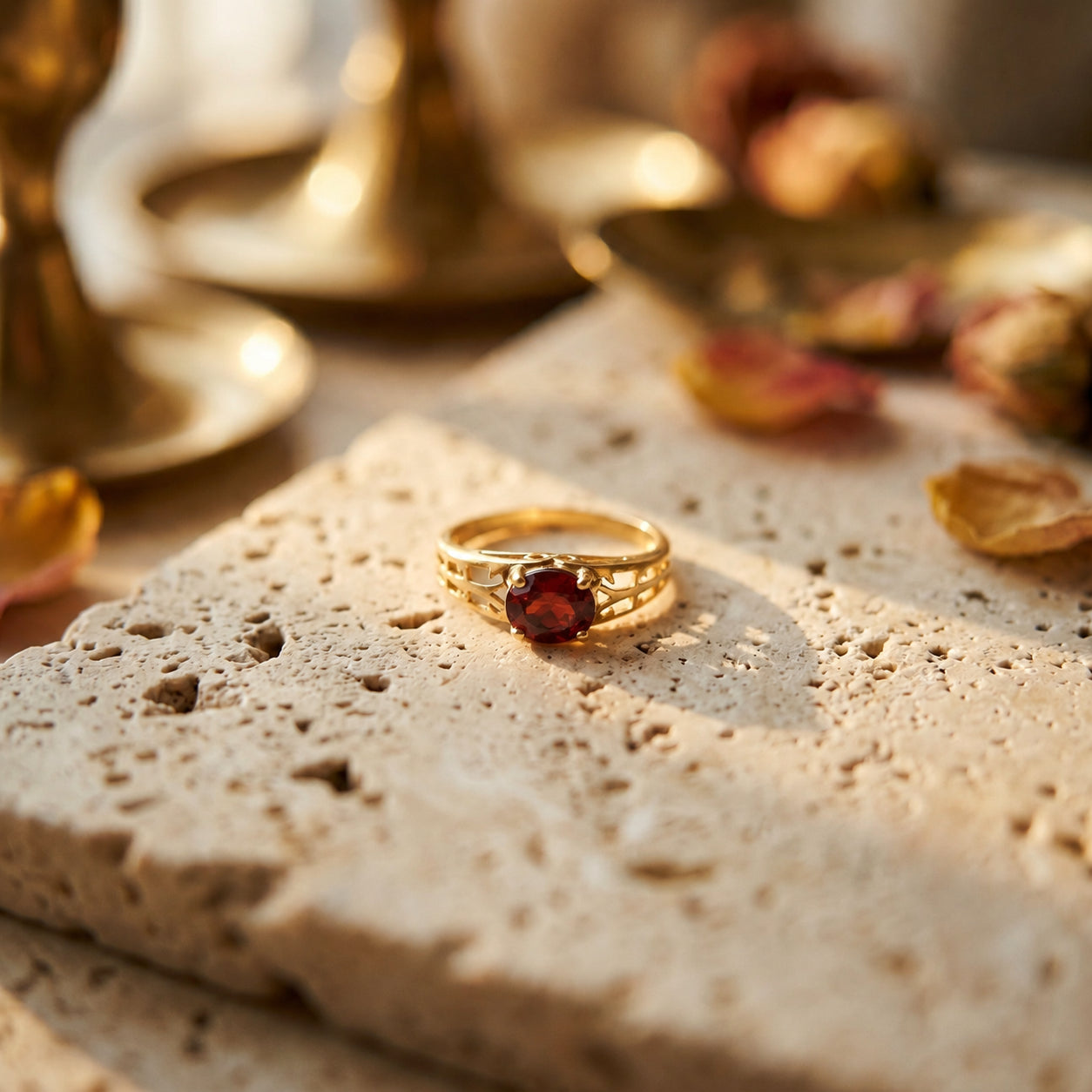 Yellow Gold Grace Ring Sapphire 10K — Nilde