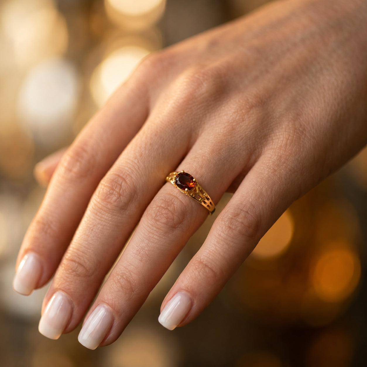 Yellow Gold Grace Ring Sapphire 10K — Nilde