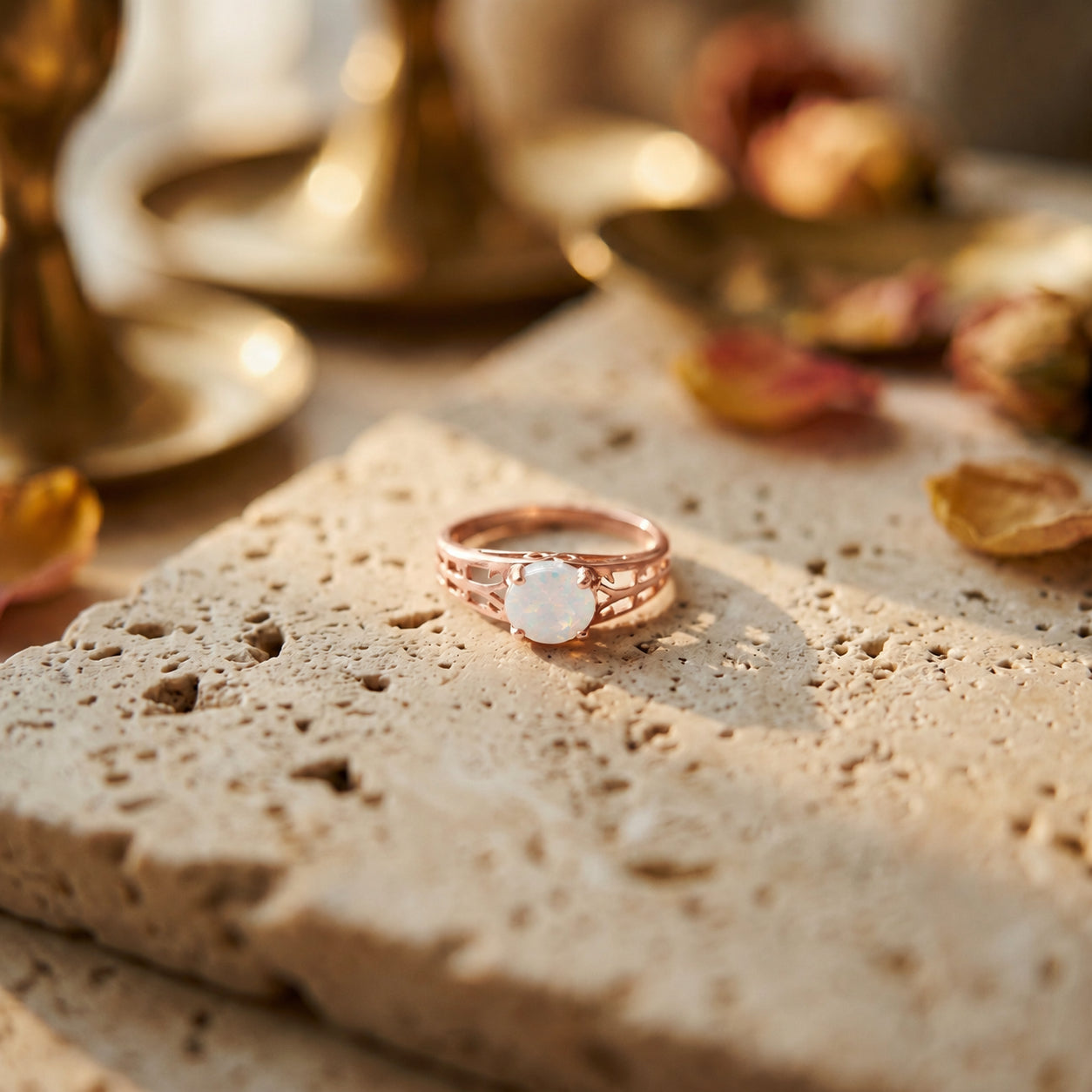 Rose Gold Grace Ring Emerald 10K — Nilde