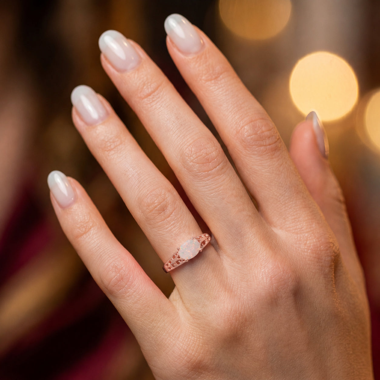 Rose Gold Grace Ring Emerald 10K — Nilde