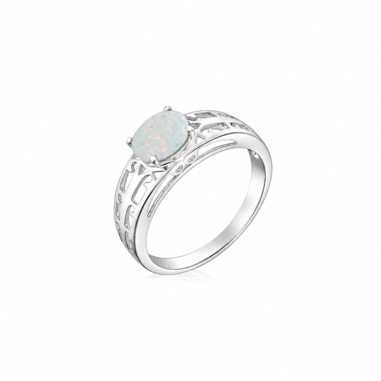 White Gold Grace Ring Emerald 10K — Nilde