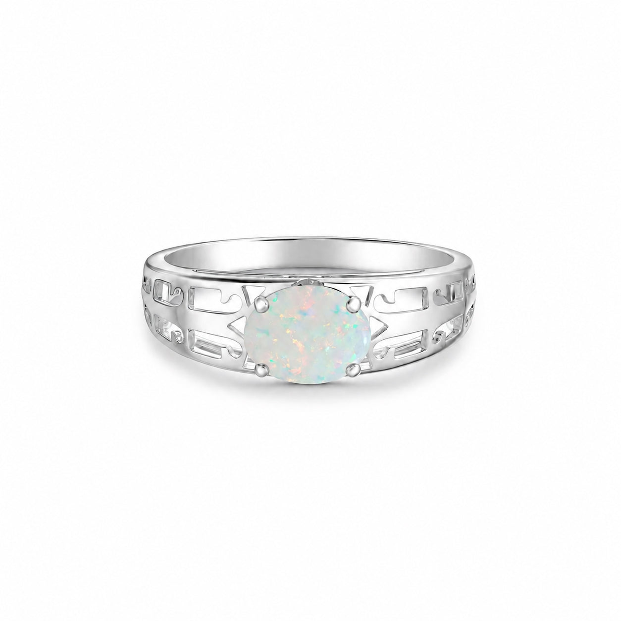 White Gold Grace Ring Emerald 10K — Nilde